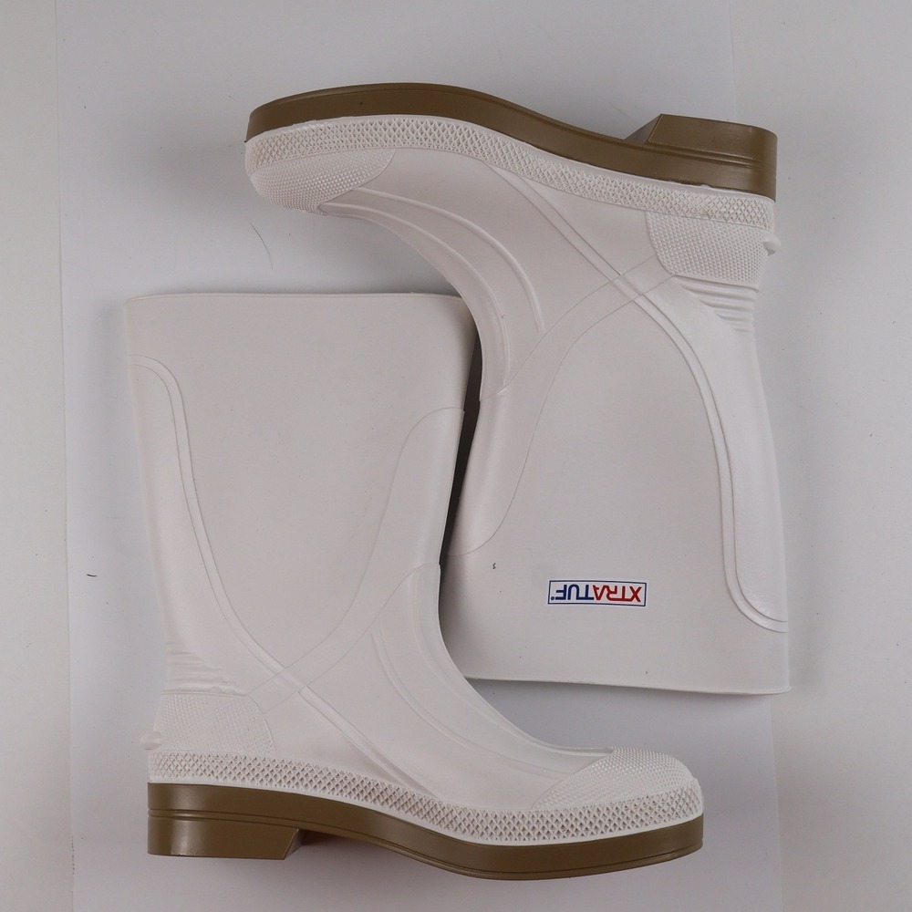 XTRATUF Legacy 15 Inch Deck Boots White Tan Rubber Size 9 NEW MSRP 160